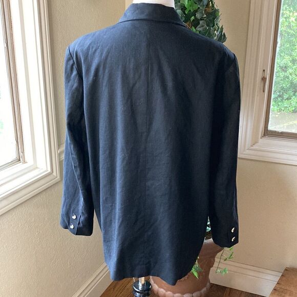 Vintage Newport Black & White Fully Lined Linen Blend Blazer Size 16 - Picture 8 of 13